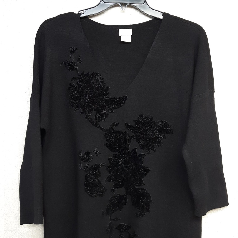 Chico's Black V-Neck Tunic Sweater